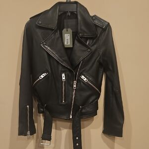 All Saints Black Leather Biker Jacket